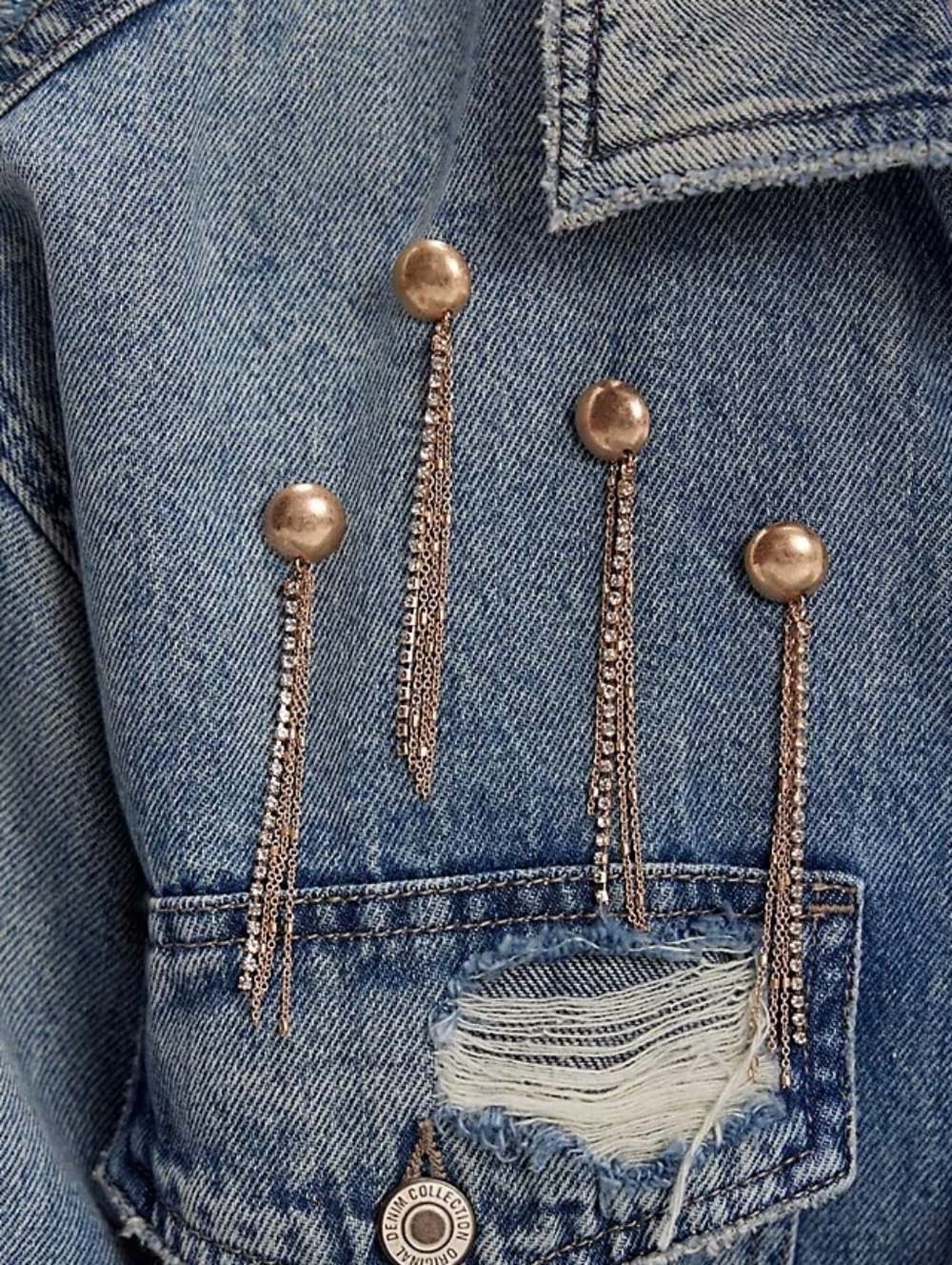 NWT Free People Brandy Fringe Pin Set Embellishments Broaches Gold Tone